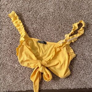 SHEIN Yellow Ruffle Crop Top
